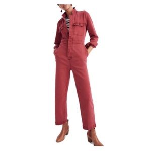 Garment-Dyed Denim Slim Coverall Jumpsuit